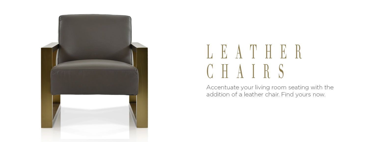 Leather chairs. Accentuate your living room seating with the addition of a leather chair. Find yours now.