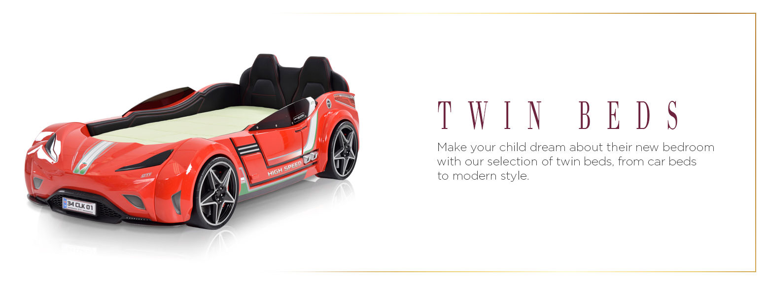 Twin Beds. Make your child dream about their new bedroom with our selection of twin beds, from car beds to modern style.