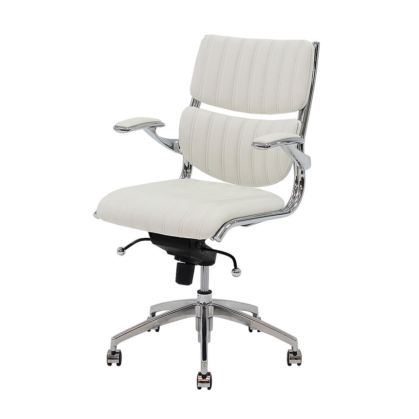Bell White Low Back Desk Chair  main image, 1 of 6 images.