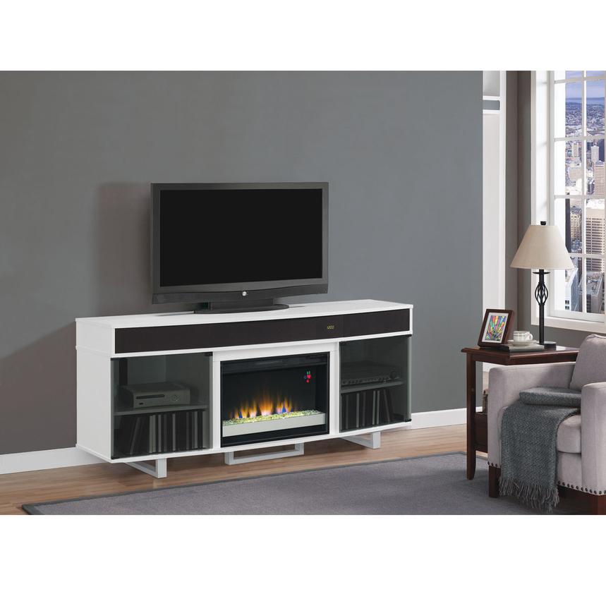 Enterprise White Electric Fireplace w/Speakers  alternate image, 2 of 7 images.