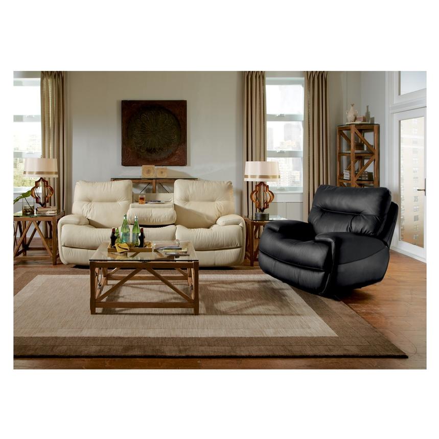 Evian Gray Motion Leather Sofa W Console