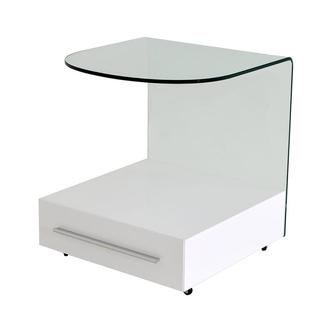 Maria White Side Table w/Casters