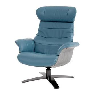Enzo Blue Leather Swivel Chair