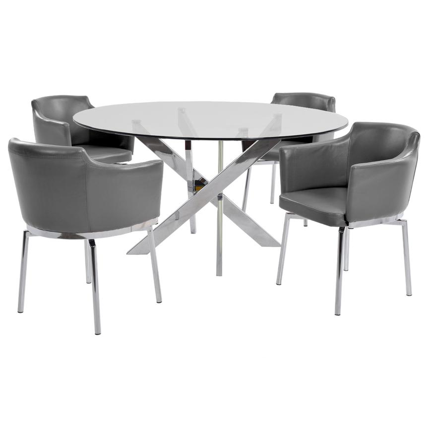 Dusty Gray Polished 5-Piece Dining Set  main image, 1 of 8 images.