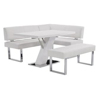 Linden White 3-Piece Right Corner Nook Set