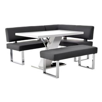 Linden White/Gray 3-Piece Right Corner Nook Set