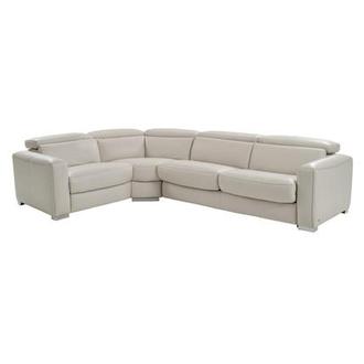 Bay Harbor Light Gray 3PC Leather Power Reclining Sectional w/Right Sleeper