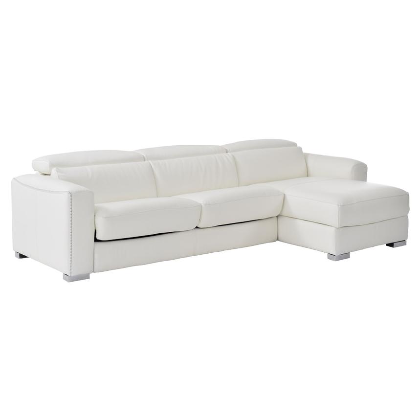 Bay Harbor White Leather Sleeper W Right Chaise El Dorado Furniture