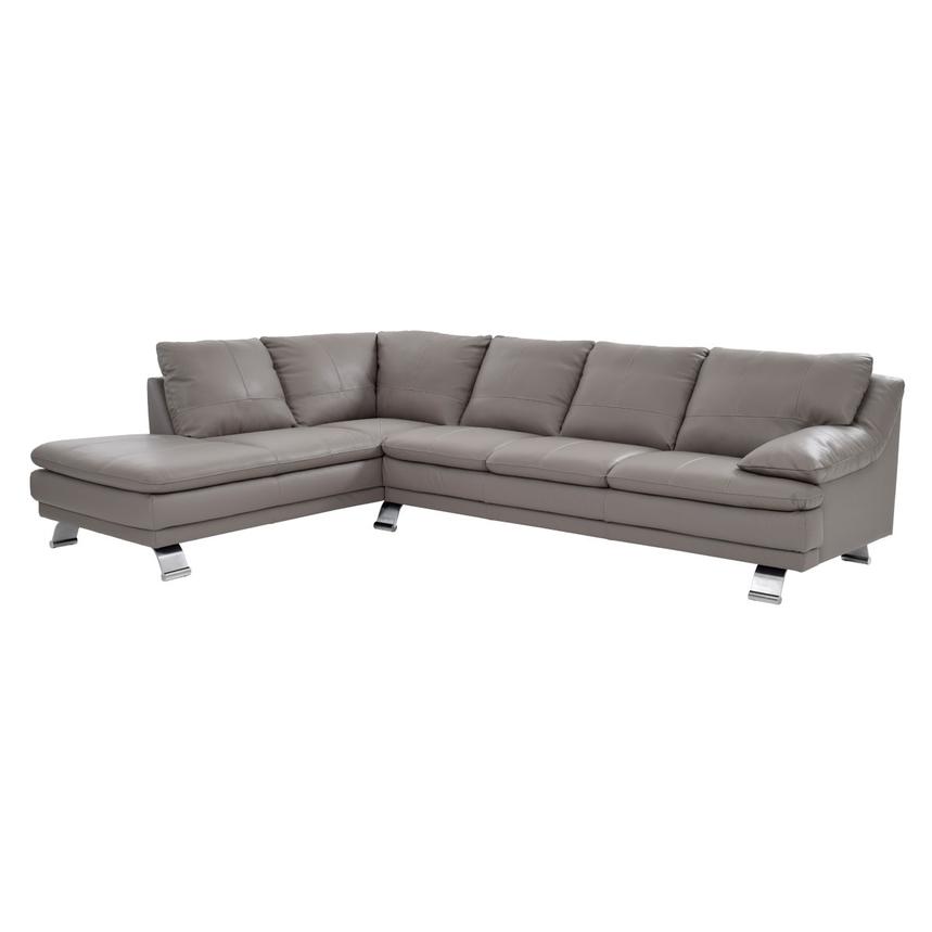 Rio Light Gray Leather Corner Sofa w/Left Chaise  main image, 1 of 8 images.