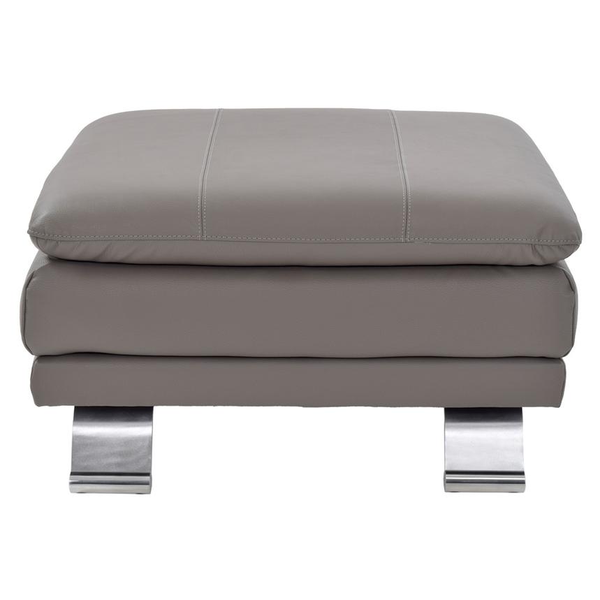 Rio Light Gray Leather Ottoman  main image, 1 of 5 images.