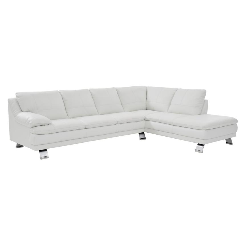 Rio White Leather Corner Sofa w/Right Chaise  main image, 1 of 9 images.