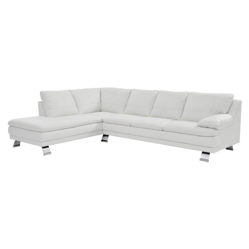 Rio White Leather Corner Sofa w/Left Chaise  main image, 1 of 8 images.