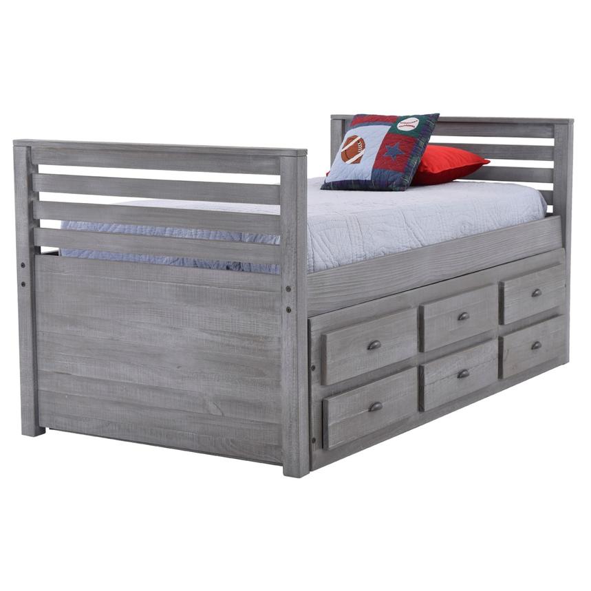Montauk Gray Twin Storage Captain Bed, Twin Pine Captains Bed