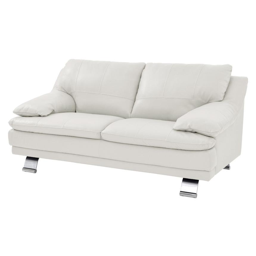 Rio White Leather Loveseat