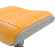 Enzo Yellow Leather Ottoman  alternate image, 3 of 5 images.
