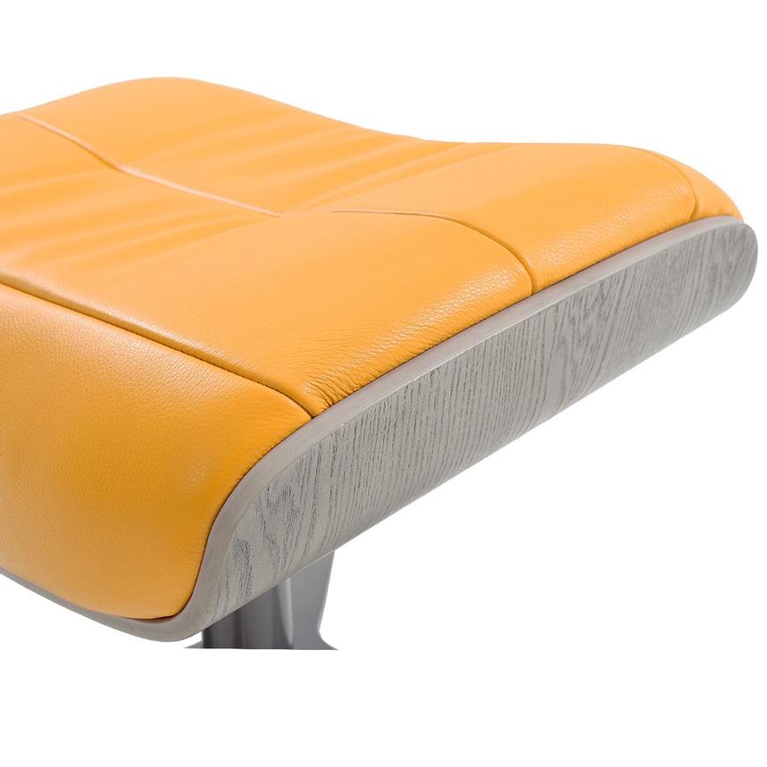 Enzo Yellow Leather Ottoman  alternate image, 3 of 5 images.
