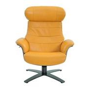 Enzo Yellow Leather Swivel Chair  alternate image, 3 of 10 images.