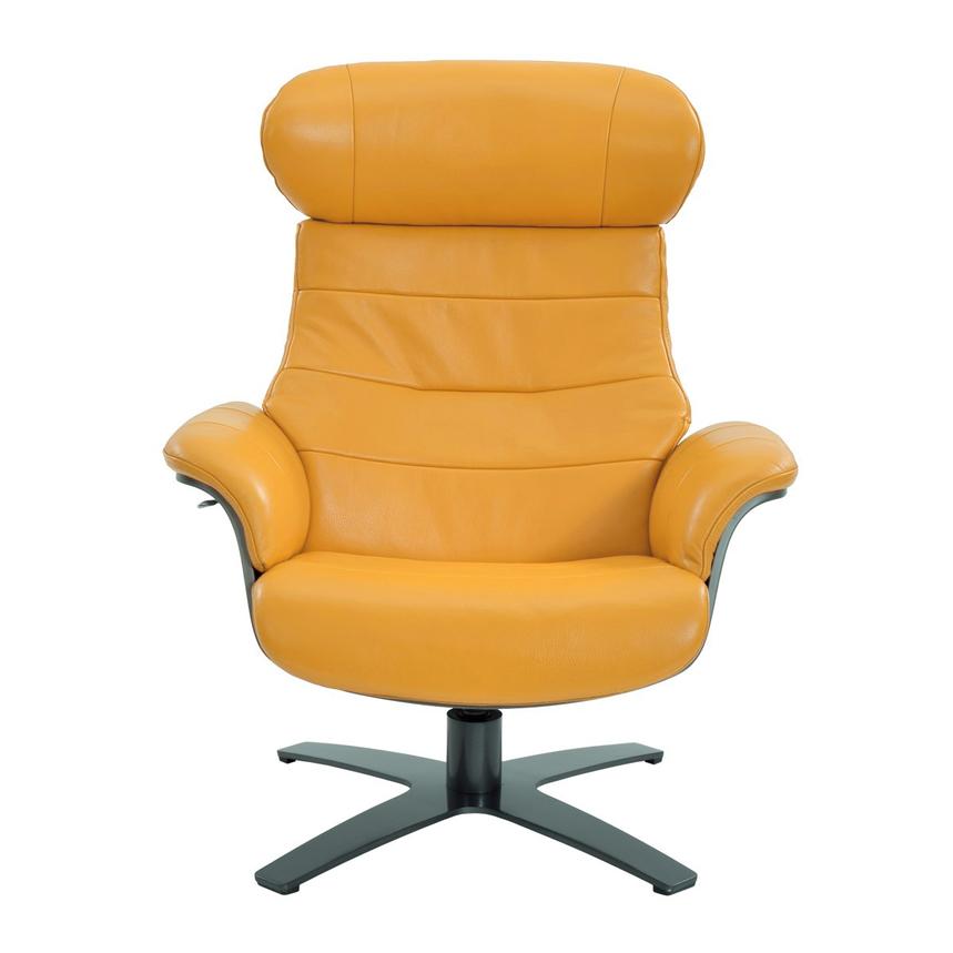 Enzo Yellow Leather Swivel Chair  alternate image, 3 of 10 images.