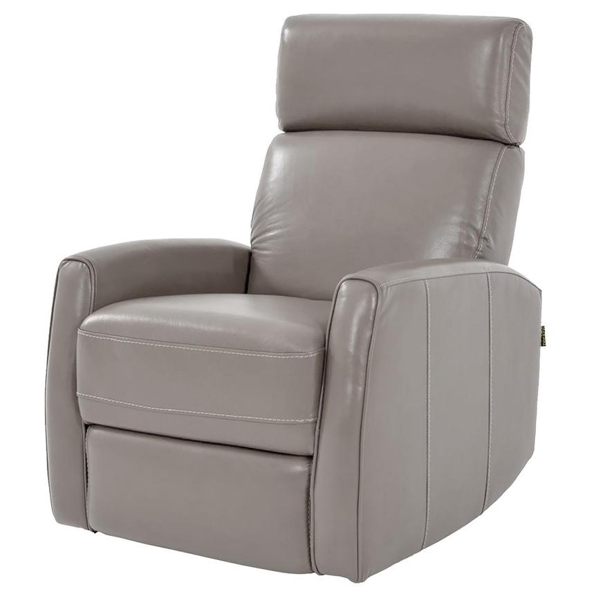 Lucca Gray Leather Power Glider Recliner  alternate image, 2 of 9 images.