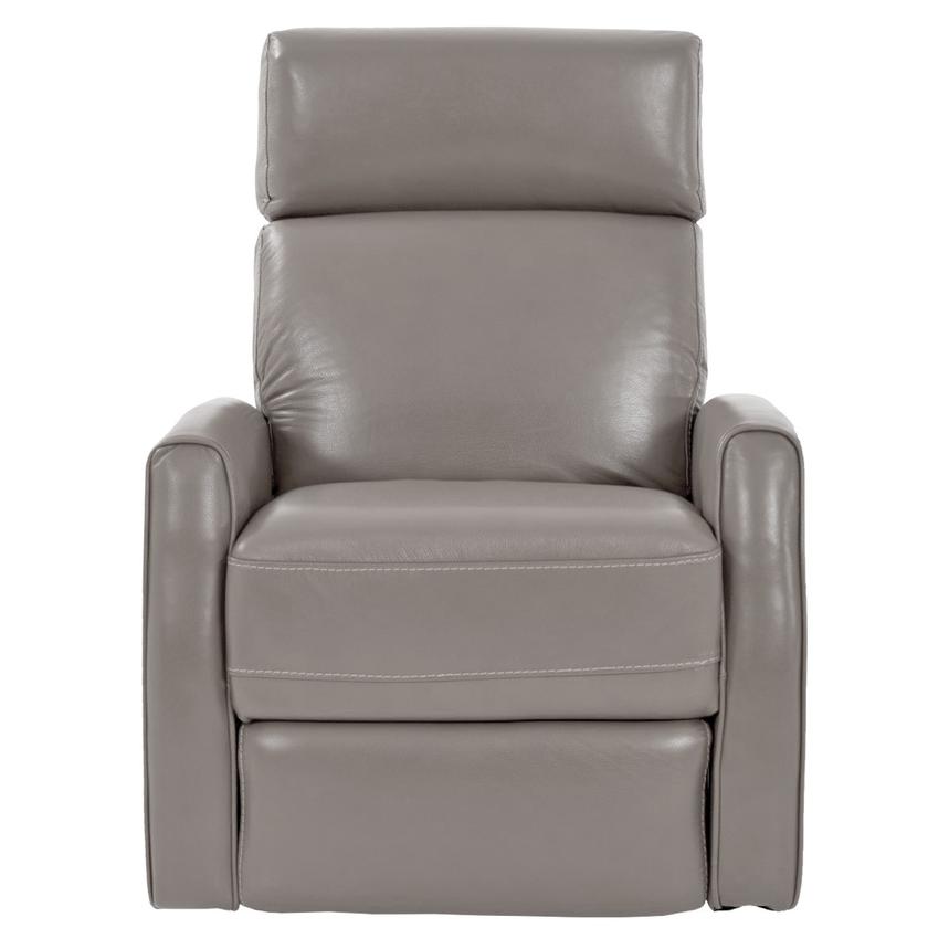 Lucca Gray Leather Power Swivel Glider Recliner  main image, 1 of 9 images.