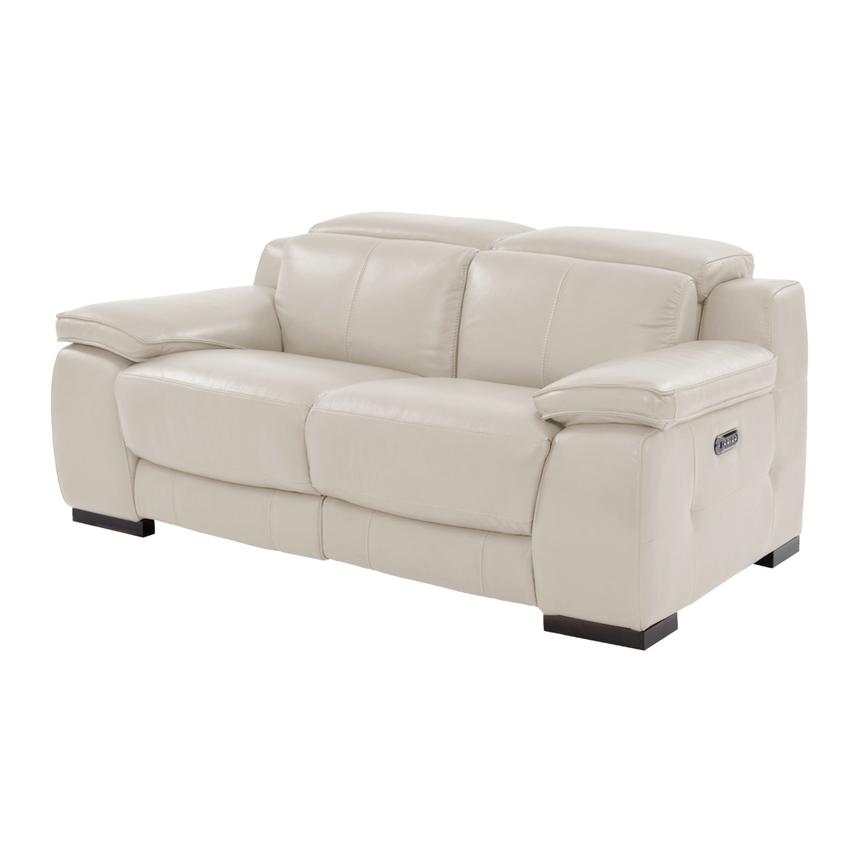 Gian Marco Light Gray Leather Power Reclining Loveseat  main image, 1 of 10 images.
