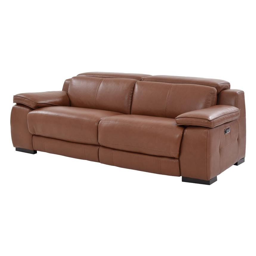 Gian Marco Tan Leather Power Reclining Sofa  alternate image, 2 of 9 images.