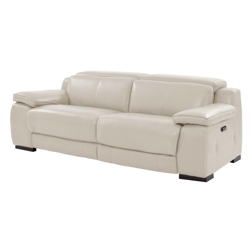 Gian Marco Light Gray Leather Power Reclining Sofa  main image, 1 of 10 images.