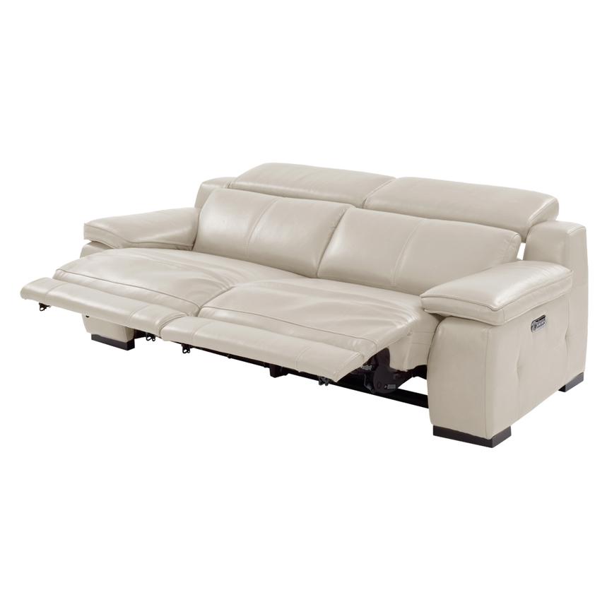 Gian Marco Light Gray Leather Power Reclining Sofa  alternate image, 2 of 9 images.