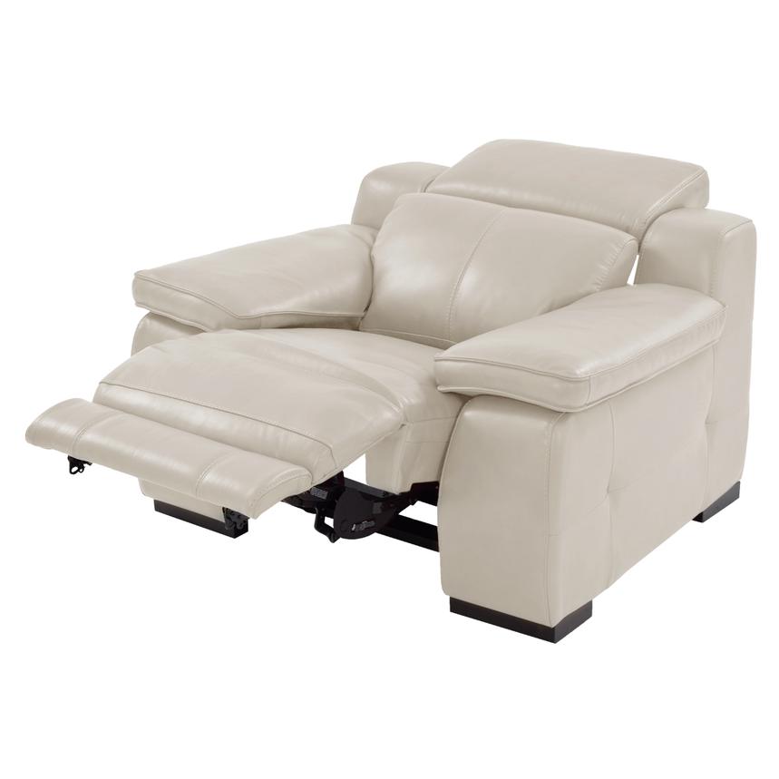 Gian Marco Light Gray Leather Power Recliner alternate image, 2 of 9 images.