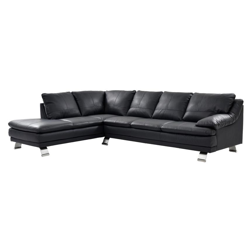 Rio Dark Gray Leather Corner Sofa w/Left Chaise  main image, 1 of 8 images.