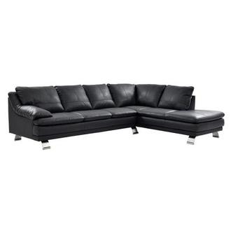 Rio Dark Gray Leather Corner Sofa w/Right Chaise