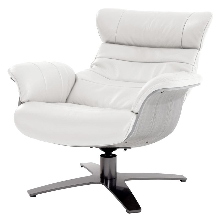 Enzo Pure White Leather Swivel Chair  alternate image, 3 of 11 images.