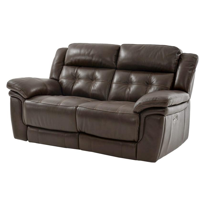 Stallion Brown Leather Power Reclining Loveseat  main image, 1 of 10 images.