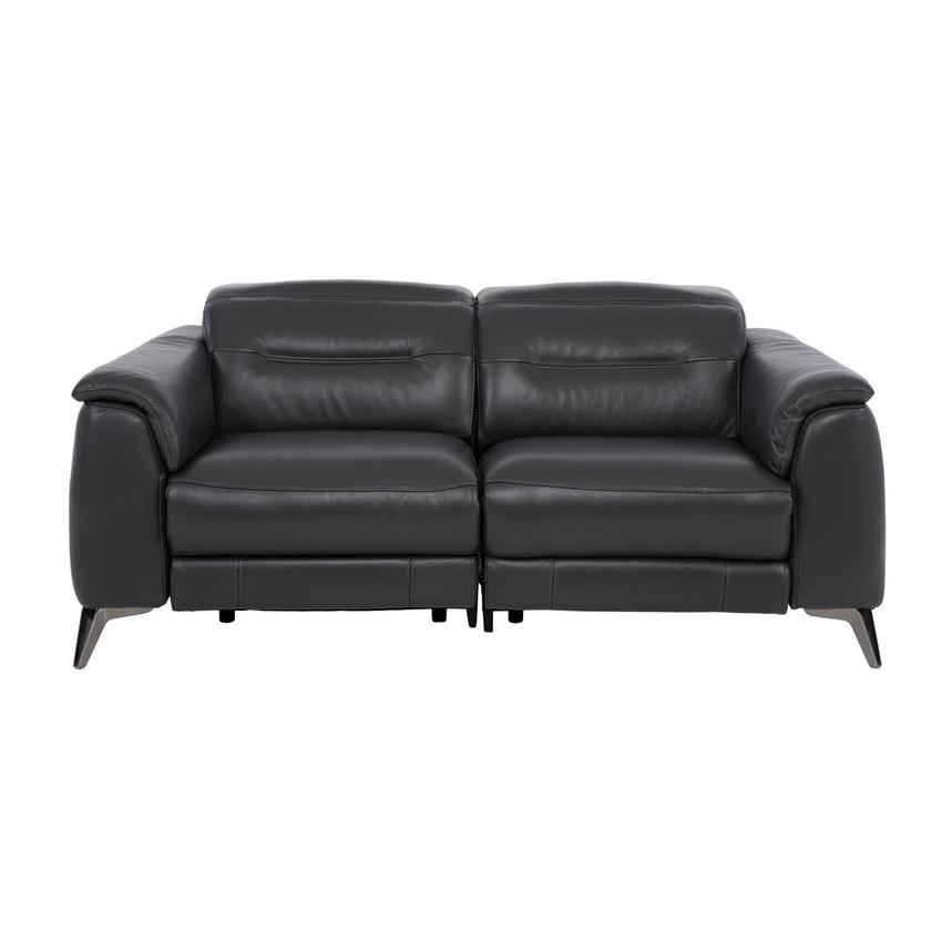 Anabel Gray Leather Power Reclining Loveseat  main image, 1 of 8 images.