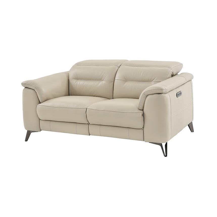 Anabel Cream Leather Power Reclining Loveseat  main image, 1 of 15 images.