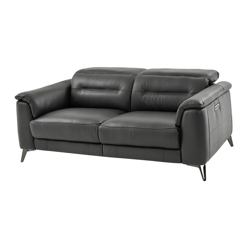 Anabel Gray Leather Power Reclining Loveseat  main image, 1 of 12 images.