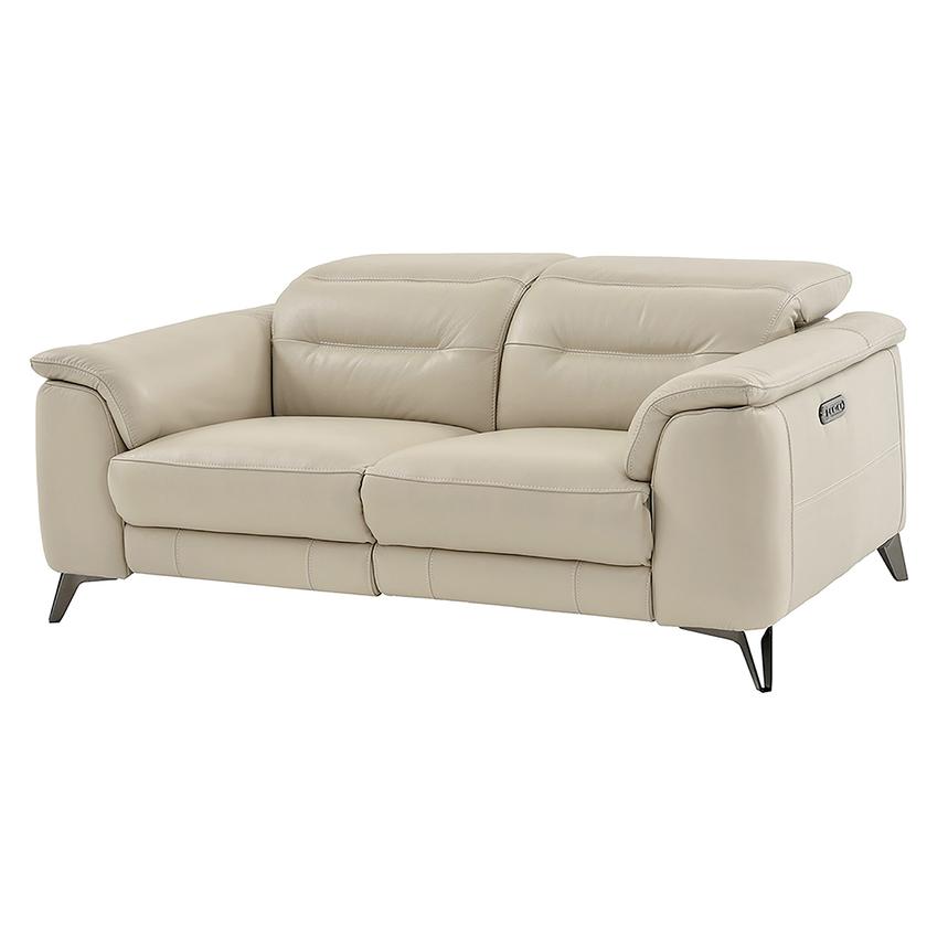 Anabel Cream Leather Power Reclining Sofa El Dorado Furniture