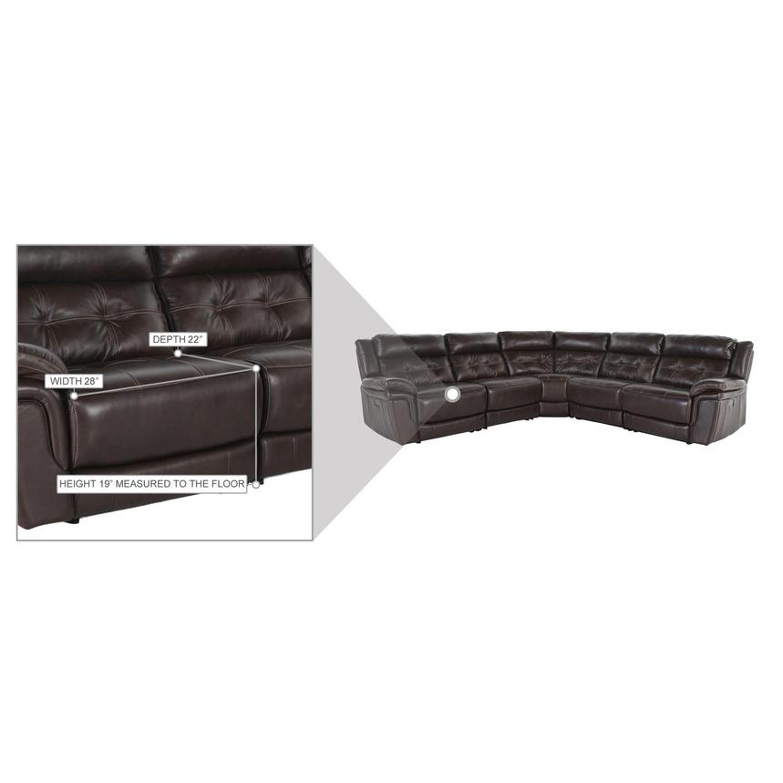 Stallion Brown Leather Power Reclining Sectional with 5PCS/3PWR  alternate image, 5 of 5 images.