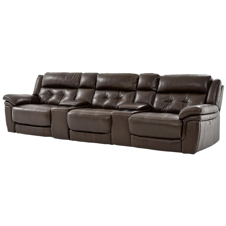 Stallion Brown Home Theater Leather Seating with 5PCS/2PWR  main image, 1 of 11 images.