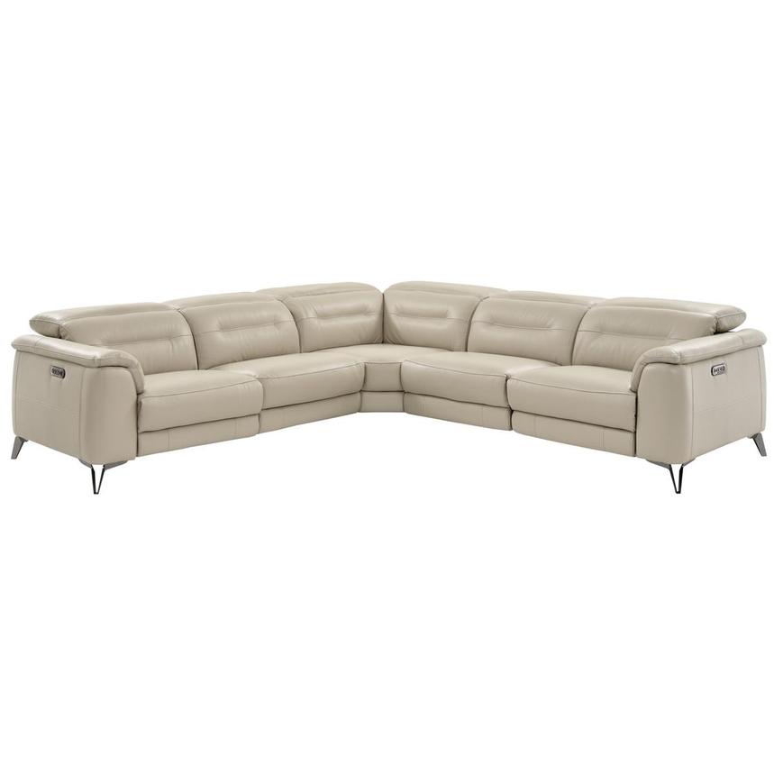 Anabel Cream Leather Power Reclining Sectional with 5PCS/3PWR  main image, 1 of 15 images.