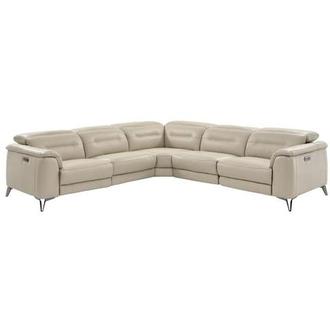 Anabel Cream Leather Power Reclining Sectional with 5PCS/3PWR