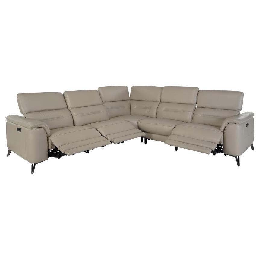Anabel Cream Leather Power Reclining Sectional with 5PCS/3PWR  alternate image, 2 of 8 images.