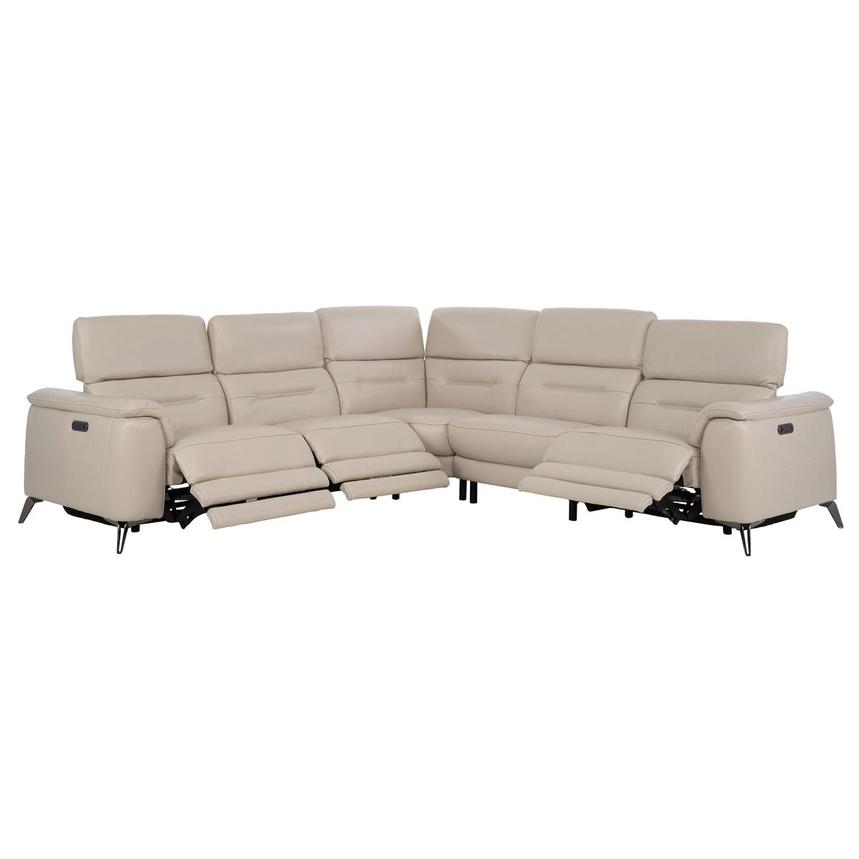 Anabel Cream Leather Power Reclining Sectional with 5PCS/3PWR  alternate image, 2 of 10 images.