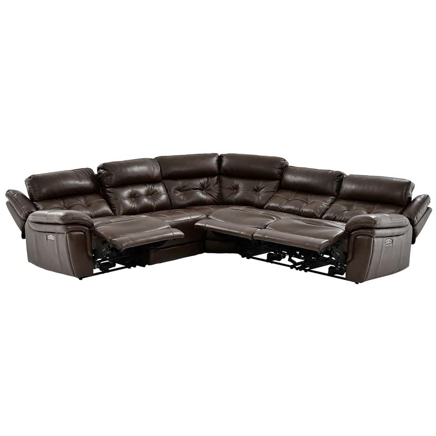 Stallion Brown Leather Power Reclining Sectional with 5PCS/3PWR  alternate image, 2 of 11 images.