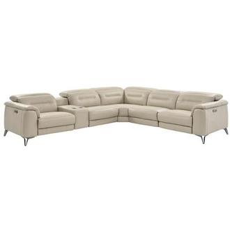 Anabel Cream Leather Power Reclining Sectional with 6PCS/3PWR