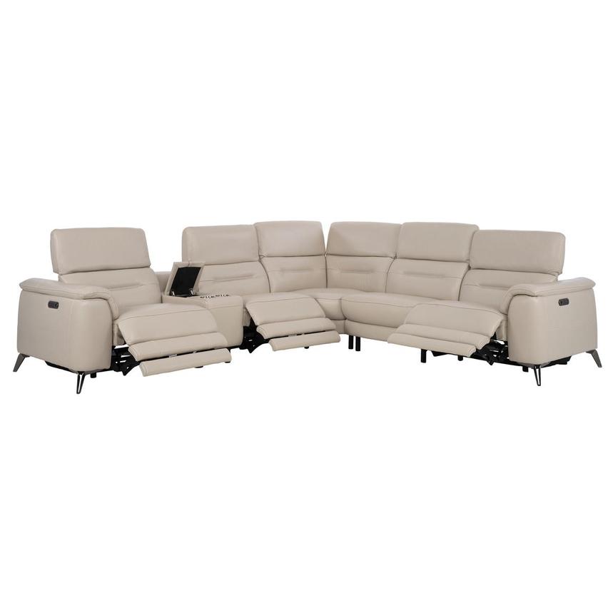 Anabel Cream Leather Power Reclining Sectional with 6PCS/3PWR  alternate image, 2 of 12 images.