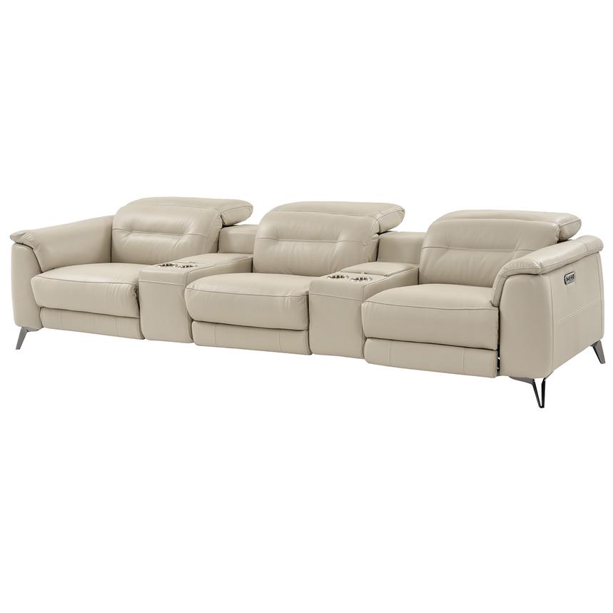 Anabel Cream Home Theater Leather Seating with 5PCS/2PWR  main image, 1 of 13 images.