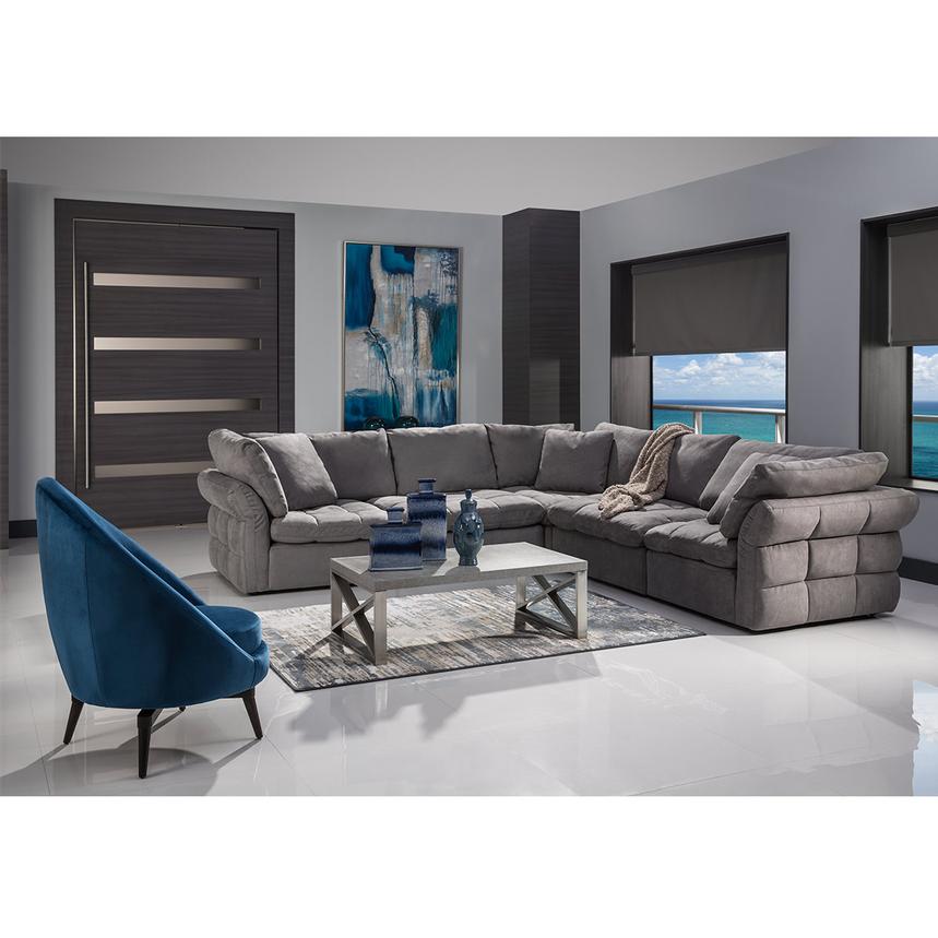 Francine Gray Corner Sofa with 5PCS/2 Armless Chairs  alternate image, 4 of 11 images.