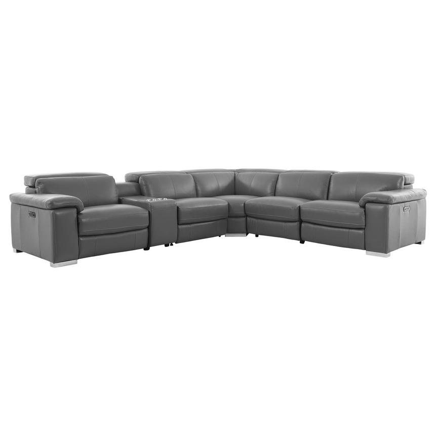 Charlie Gray Leather Power Reclining Sectional with 6PCS/3PWR  main image, 1 of 14 images.