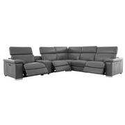 Charlie Gray Leather Power Reclining Sectional with 6PCS/3PWR  alternate image, 3 of 14 images.